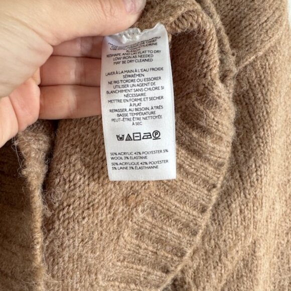 Anthropologie Pilcro Wool Blend Mock Neck Camel/Tan/Beige Boxy Crop Sweater XXS - Picture 6 of 7